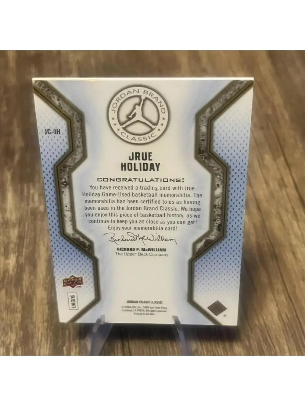 Jrue Holiday 2009 Upper Deck Jordan Brand Classic JC-JH Game-Used Jersey